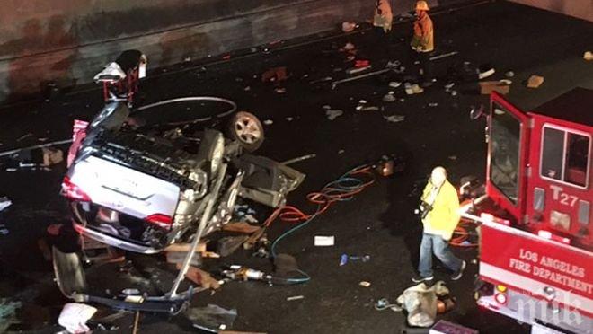Зверска катастрофа в Лос Анджелис! Ван излетя от мост, две жени загинаха на място, двама мъже берат душа (ВИДЕО)