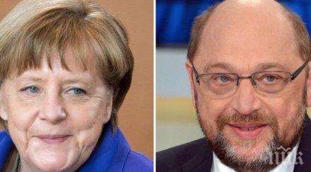 първи път мартин шулц изпревари меркел допитванията