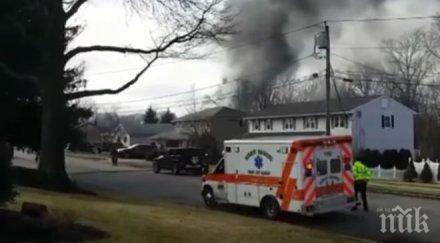 малък самолет разби квартал джърси видео