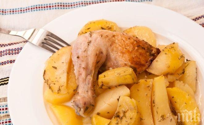 Пиле с картофи натрови работници