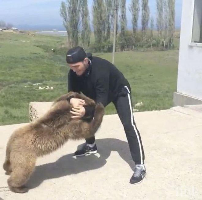 Руски ММА боец тренира с мечка (ВИДЕО)