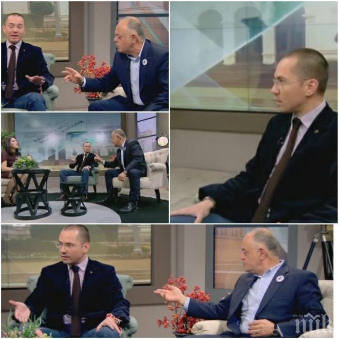 ЯК СКАНДАЛ В ЕФИР! Джамбазки и Атанасов на косъм от бой! „Кой си ти, бе”, крещи генералът на евродепутата