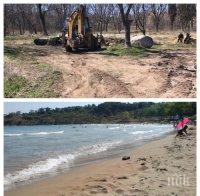 Скандал! Багер захапа дюните на къмпинг „Черноморец”, жива верига ги брани! Ще изчезне ли най-скъпият плаж?