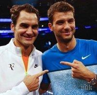 Подкрепа: Григор Димитров ще стиска палци за идола си Роджър Федерер в Маями