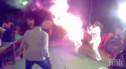 мъж самозапали сватбата попречи жена пее