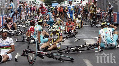 Кола премаза колоездач на състезание