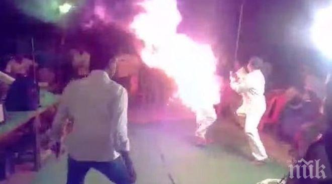 Мъж се самозапали на сватбата си, за да попречи на жена си да пее