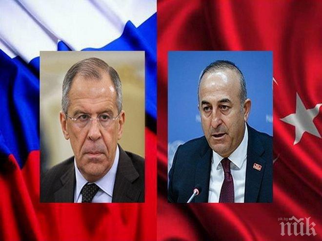 Външните министри на Русия и на Турция са обсъдили ситуацията в Сирия