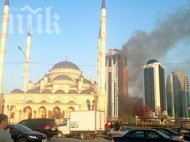 Небостъргач гори в столицата на Чечения