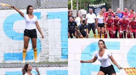 снимки видео очите футболистите изпаднаха знойна съдийка побърква без сутиен