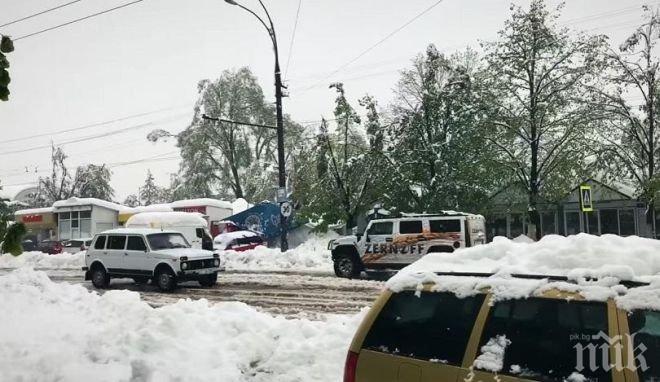 ЗИМЕН АПОКАЛИПСИС! Априлският сняг в Кишинев причини щети за десетки милиони (ВИДЕО)