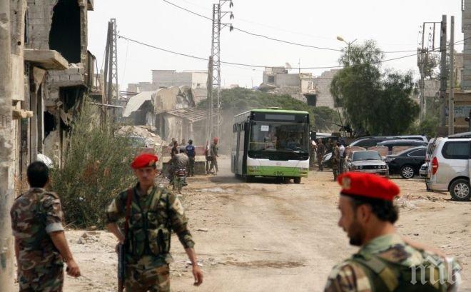 С ПЪЛНА ПАРА! Сирийските бунтовници се евакуират от Дамаск 