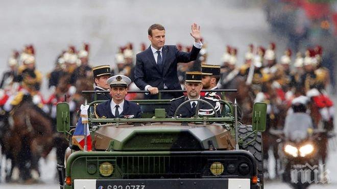 Встъпването в длъжност на Еманюел Макрон беше съпътствано с демонстрация на военна мощ