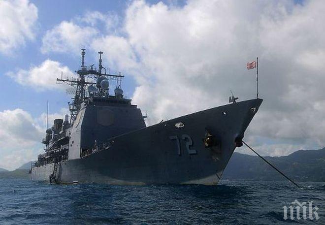 Гвардейският руски крайцер прави учение със Сингапур в конфликтното Южнокитайско море