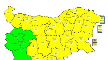 предупреждение жълт код гръмотевична активност сила области страната