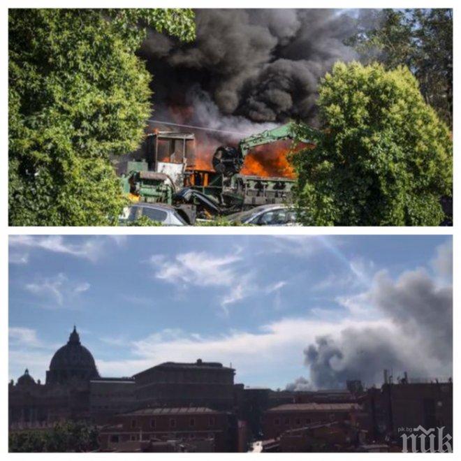 ИЗВЪНРЕДНО: АДСКИ ПОЖАР! Гъст черен дим се вие в Рим, близо до Ватикана! Предупреждават хората да затворят прозорците си