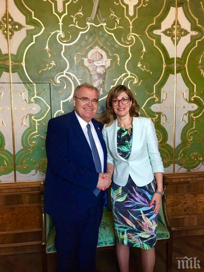 Екатерина Захариева от Австрия: Справянето на България с мигрантския поток е високо оценено