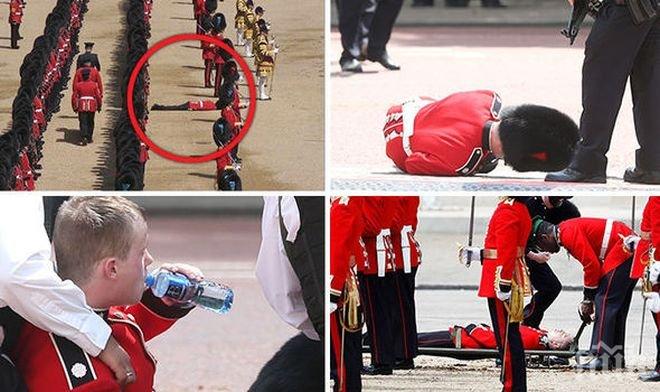 ШОК! Петима гвардейци на кралица Елизабет II колабираха по време на парад