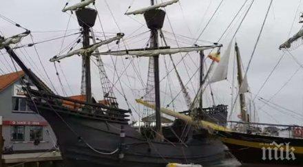 опасни маневри български ветроходен кораб заби испански видео