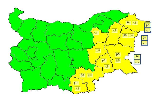 Предупреждение! В 8 области в страната е сила жълт код за силен вятър