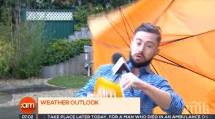 рисковете професията телевизионен водещ отнесен вятър време прогноза времето ирландия видео