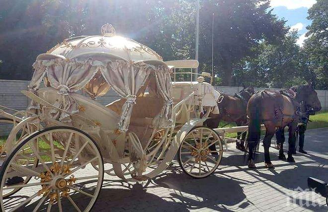 ПРОЧУХМЕ СЕ В ЕВРОПА! Наши роми спретнаха шоу пред родилно в Полша - прибраха наследника си със златна карета и оркестър