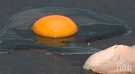 адска жега изпържиха яйце бекон метална дига видин