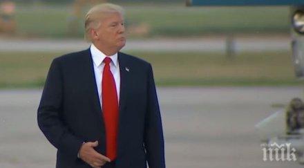 гаф тръмп подмина лимузината слизане самолета видео