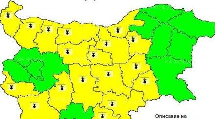 опасно топло жълт код високи температури области страната