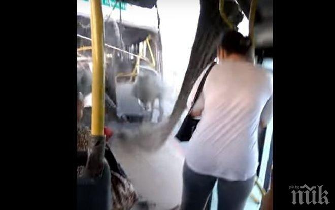 УЖАС! Автобус се разцепи в движение