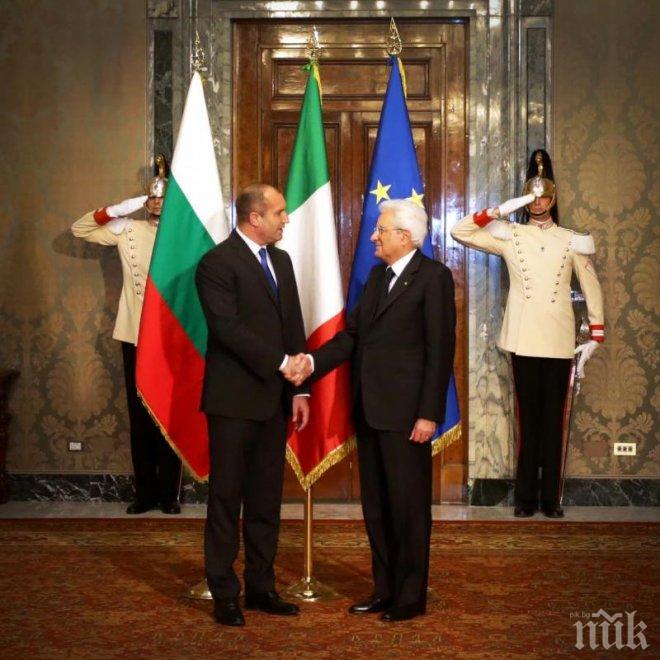 Румен Радев: България и Италия ще работят заедно за справяне с миграционния натиск към ЕС