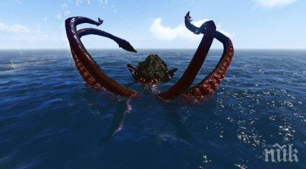 уловиха гигантски калмар бреговете пелопонес снимка