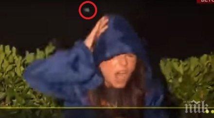 честта професията синоптичка разказва прогнозата времето докато ледени късове млатят главата видео