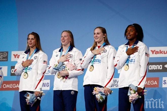 Злато и световен рекорд за женската щафета на САЩ на 4 по 100 съчетано