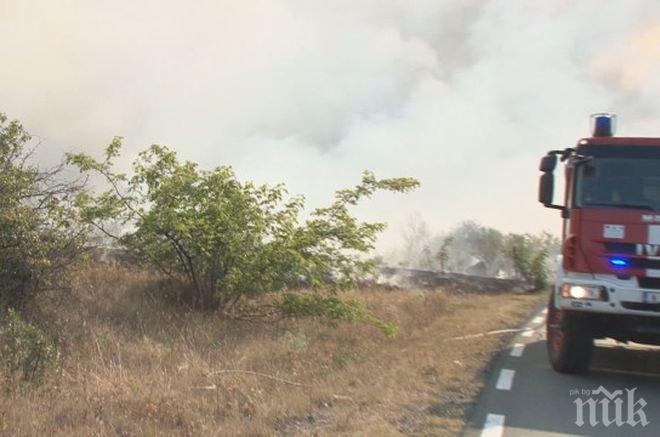 Голяма помощ! Военни се включиха в гасенето на пожара в Бургаско