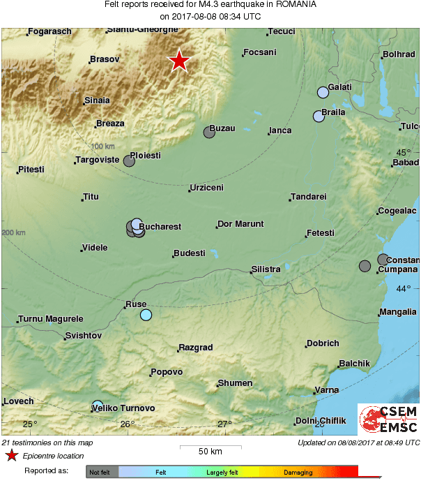 ШОК! След труса в Турция 4,3 по Рихтер удари и Румъния