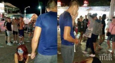 нюанса сиво слънчака водят българка каишка лиже краката своя стопанин куче