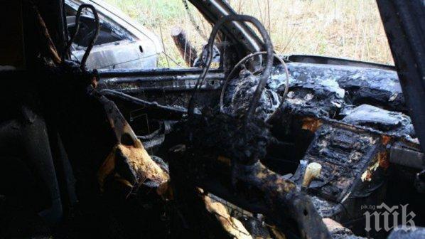 Кола изгоря напълно след удар в камион