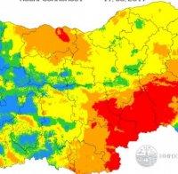 Много опасно! Екстремален индекс за пожари в 9 области на страната