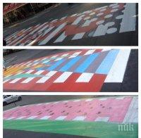 София с нови пешеходни пътеки - вижте каква шарения весели столичани (СНИМКИ)