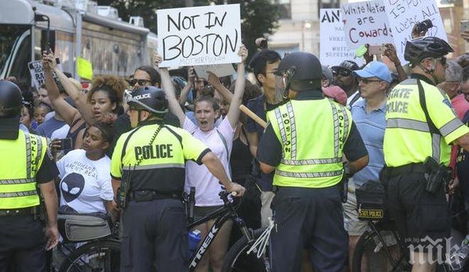 Близо 40 000 души се стекоха на контрапротест срещу националисти в Бостън