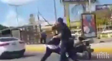 побеснял шофьор потроши тръба моторист заради бибиткане центъра бургас