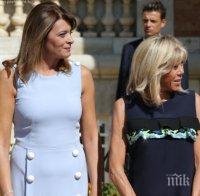 УНИКУМ! Продават синята рокля на Деси Радева! Президентшата се нагиздила на аванта за срещата с Бриджит Макрон