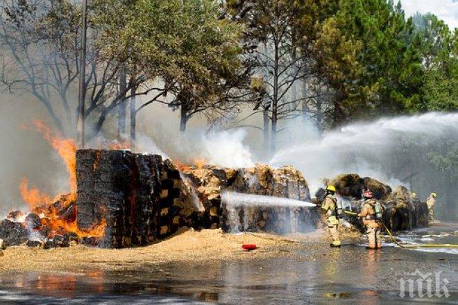 ИНЦИДЕНТ! Две коли с 600 бали слама са изгорели край Кърджали
