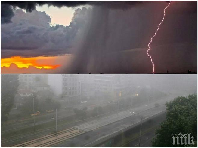 ПЪРВО В ПИК! Нова буря приближава София- мощни гръмотевици пронизват небето над столицата
