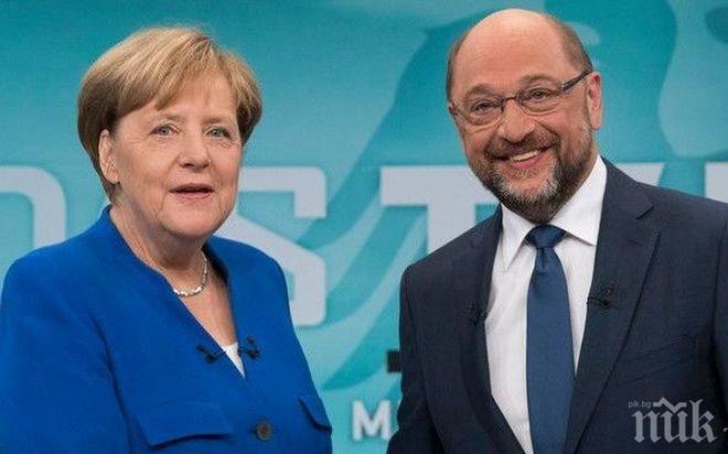 РАЗБИВАЩО! Меркел победи Шулц в телевизионния дебат преди изборите