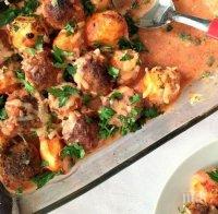 Печени кюфтета с картофи