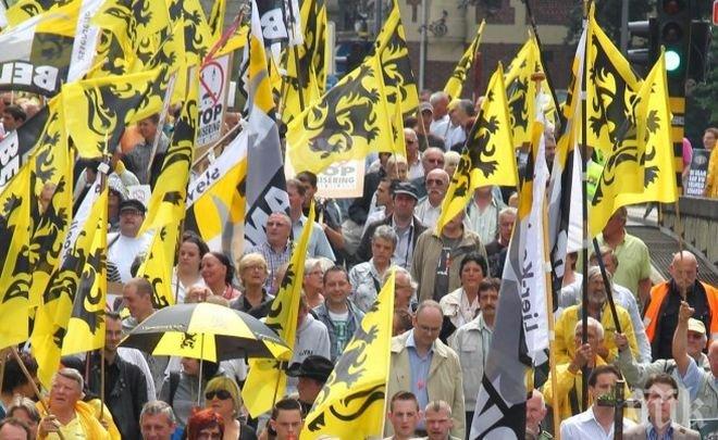 Фламандски националисти проведоха демонстрация в Брюксел против действията на испанските полицаи в Каталония