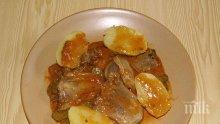 Телешки език с картофи