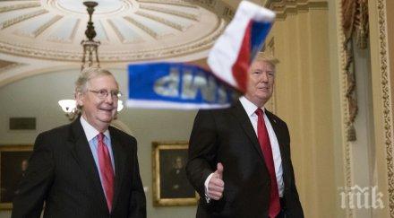 скандал сената замериха тръмп руски знамена видео